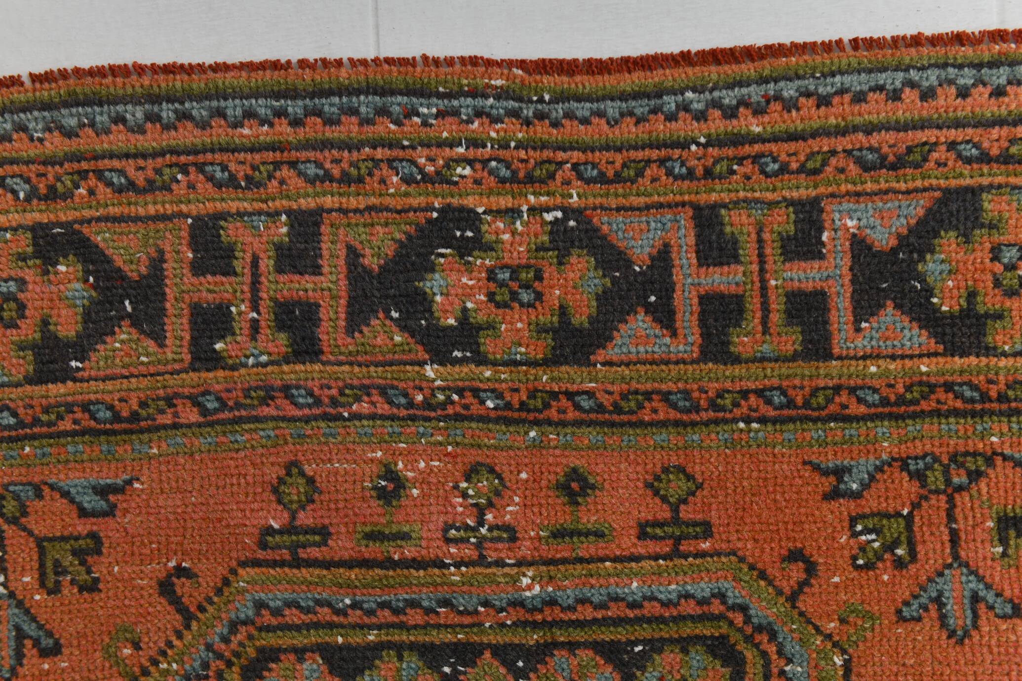 3x11 Vintage Terracotta Oriental Pattern Turkish Runner Rug, 89x342Cm