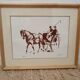 Frame and original and numbered watercolor by C. Spriet Horse and carriage