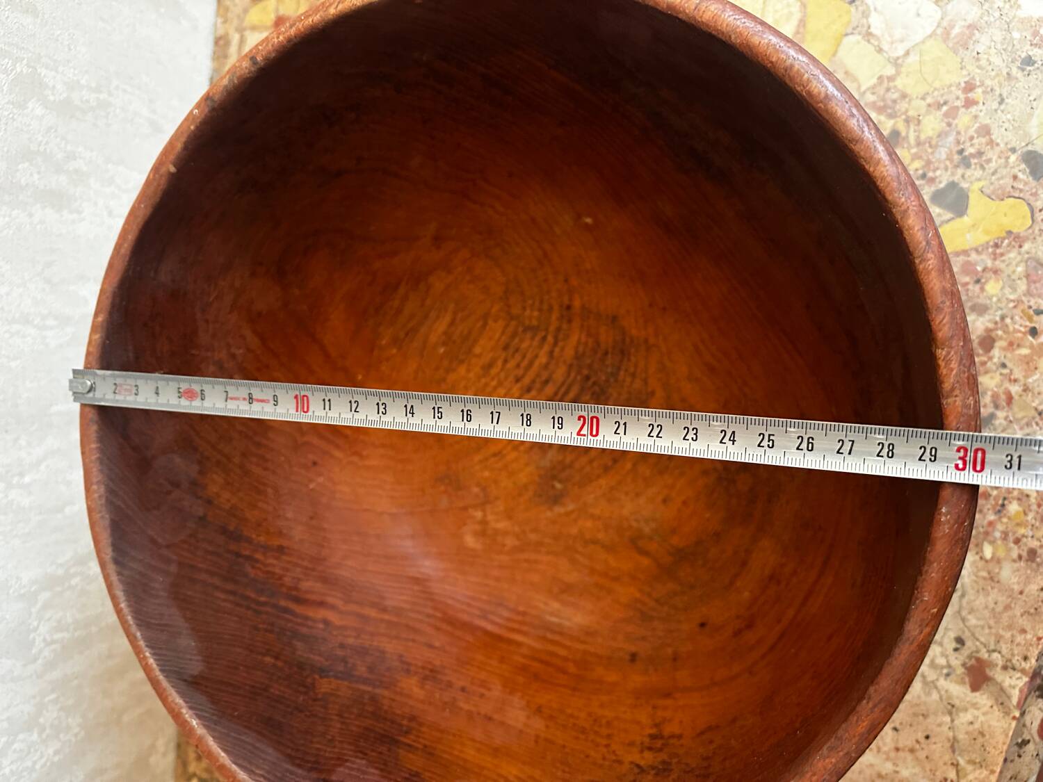 Large vintage monoxyle wooden bowl H 18 / D neck 30 cm