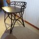 Vintage children's desk console bamboo rattan curved wood Thonet style 80s dark mahogany