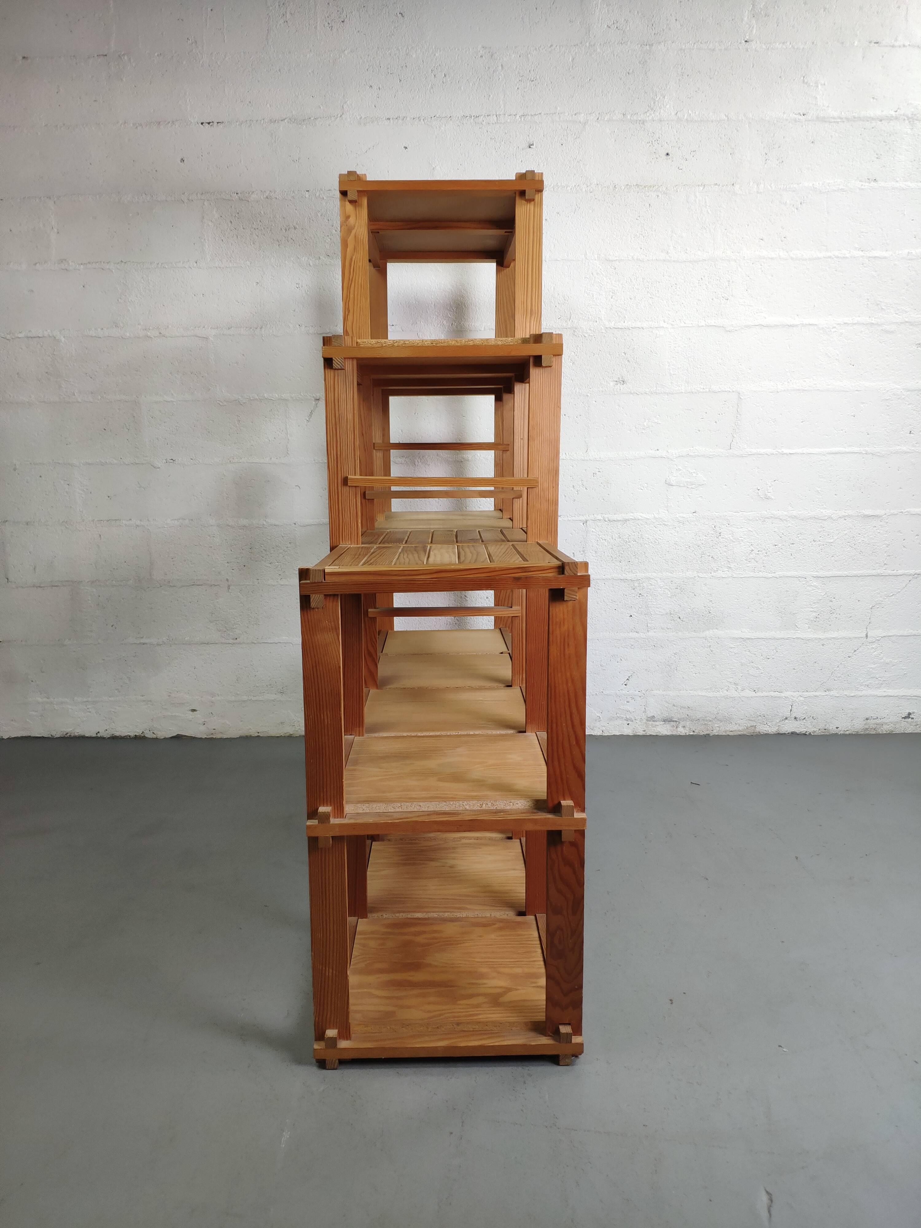 Pine staircase shelf design bauhaus circa 80