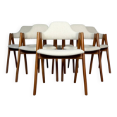 1960s set of 6 Compass teak dining chairs by Kai Kristiansen for Schou Andersen Møbelfabrik