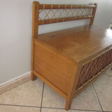 Vintage wooden and rattan chest