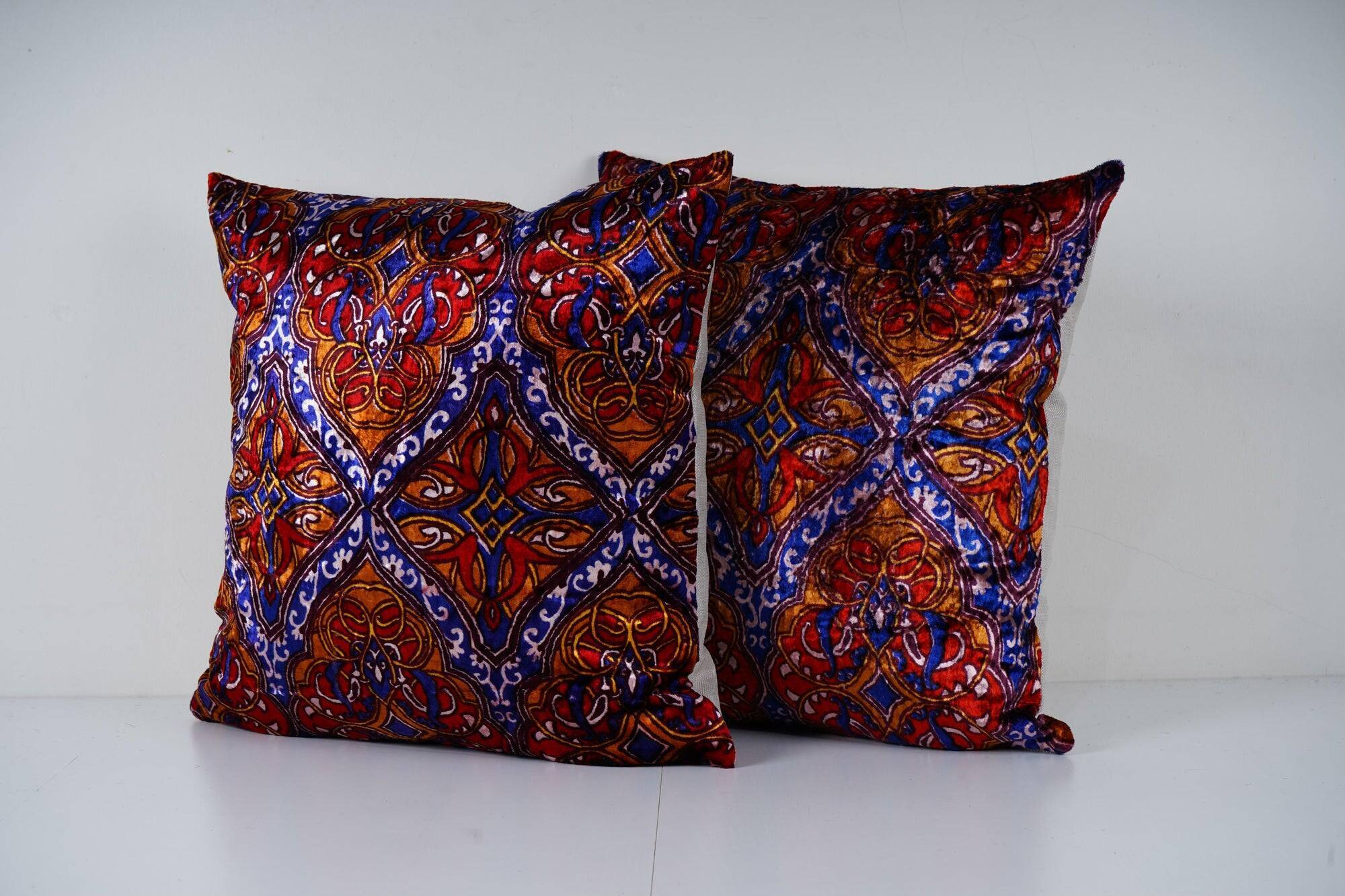 Set of 2 vintage velvet cushion covers 51x51 cm