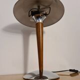 Vintage liner lamp, chrome and wood
