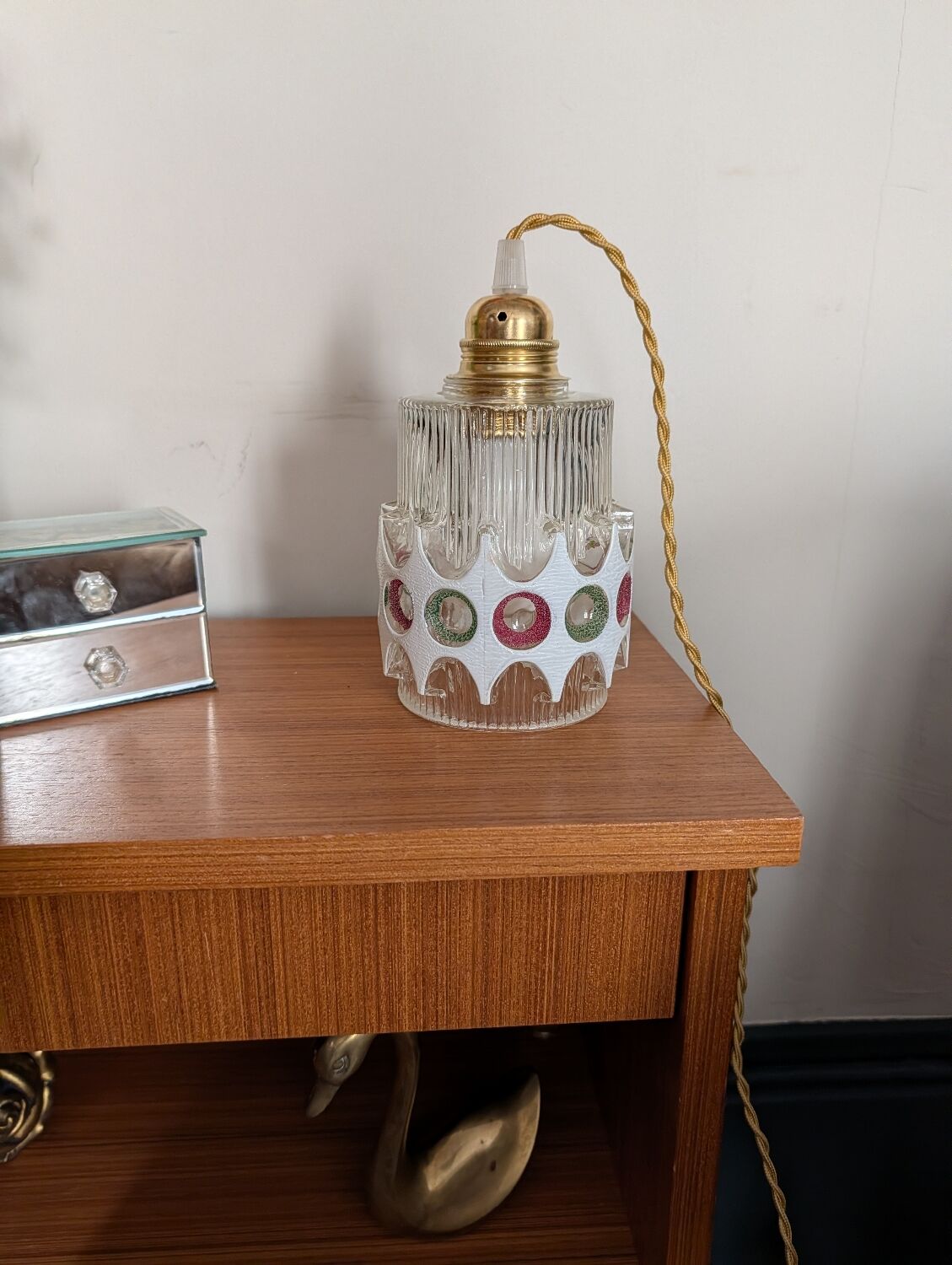 Textured glass pendant in the style of Doria Leuchten (1960)