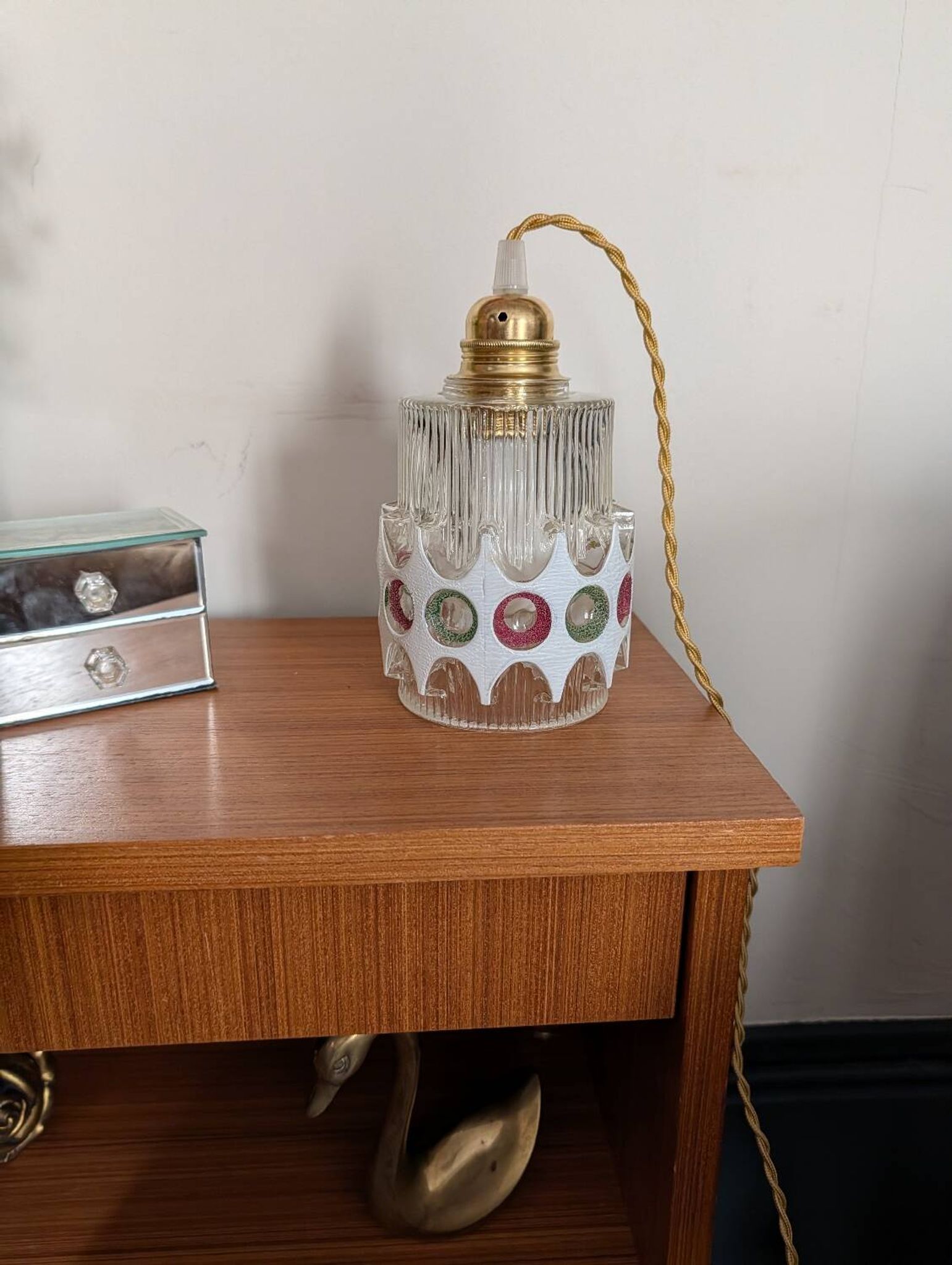 Textured glass pendant in the style of Doria Leuchten (1960)