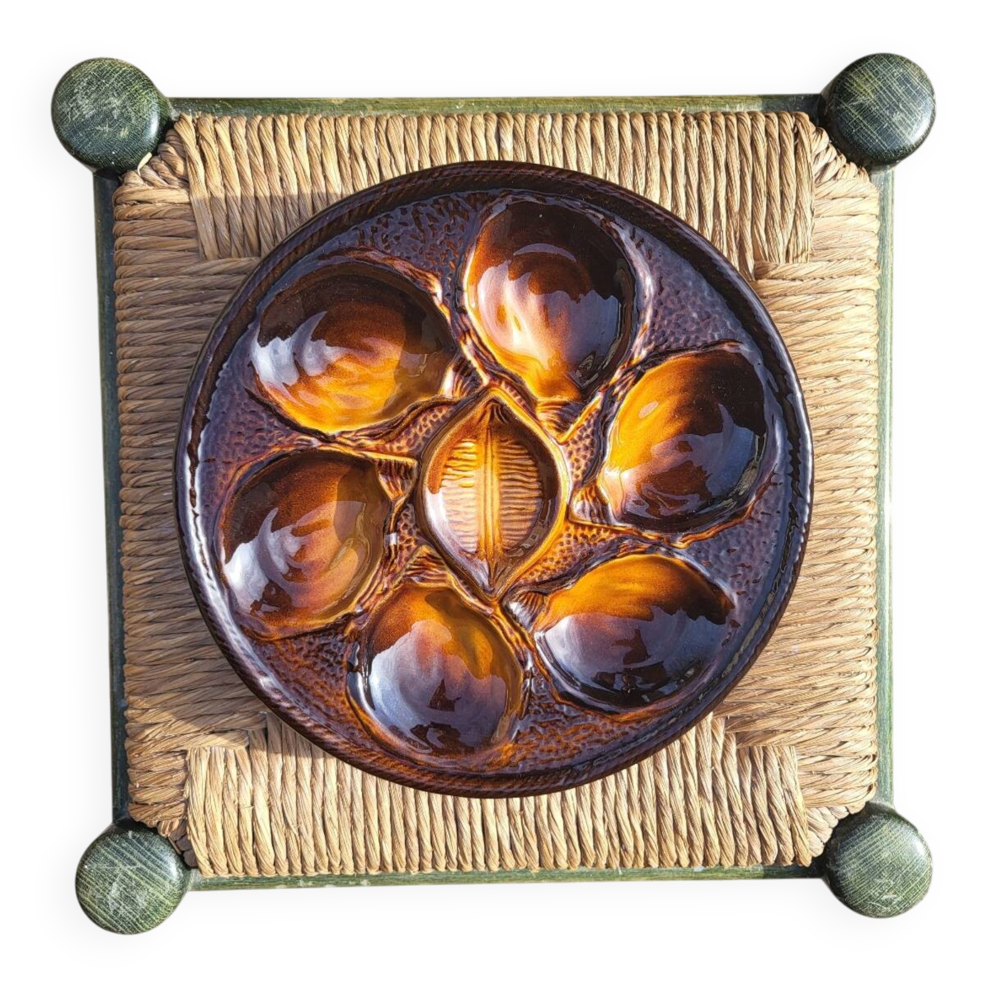 5 earthenware oyster plates from Saint Clement, 1960s