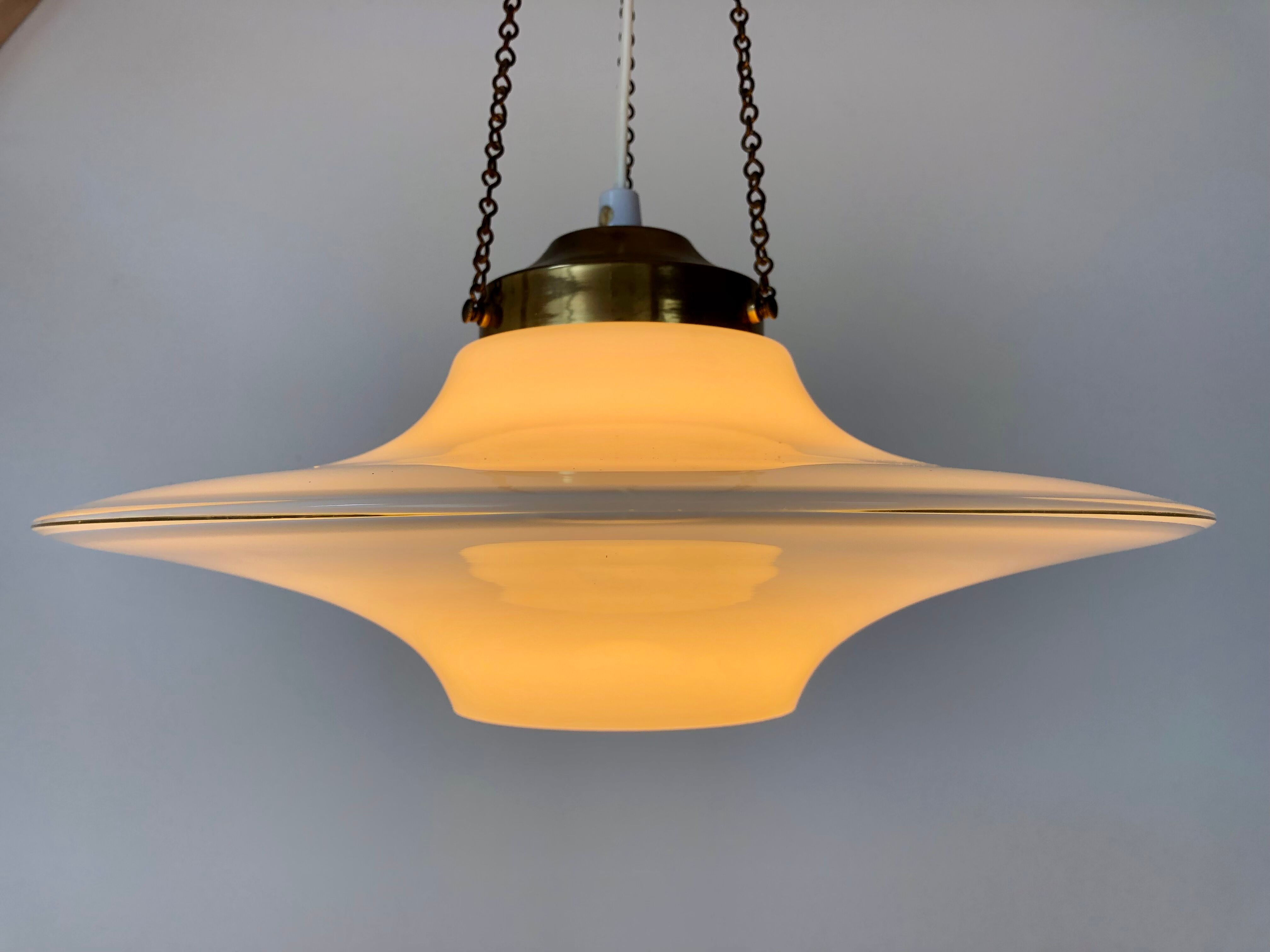 Danish opal glass pendant lamp Holmegarard / Space Age