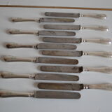 12 antique metal silver monogram table knives
