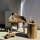 Table d'appoint ou tabouret circulaire en suar H51 D35
