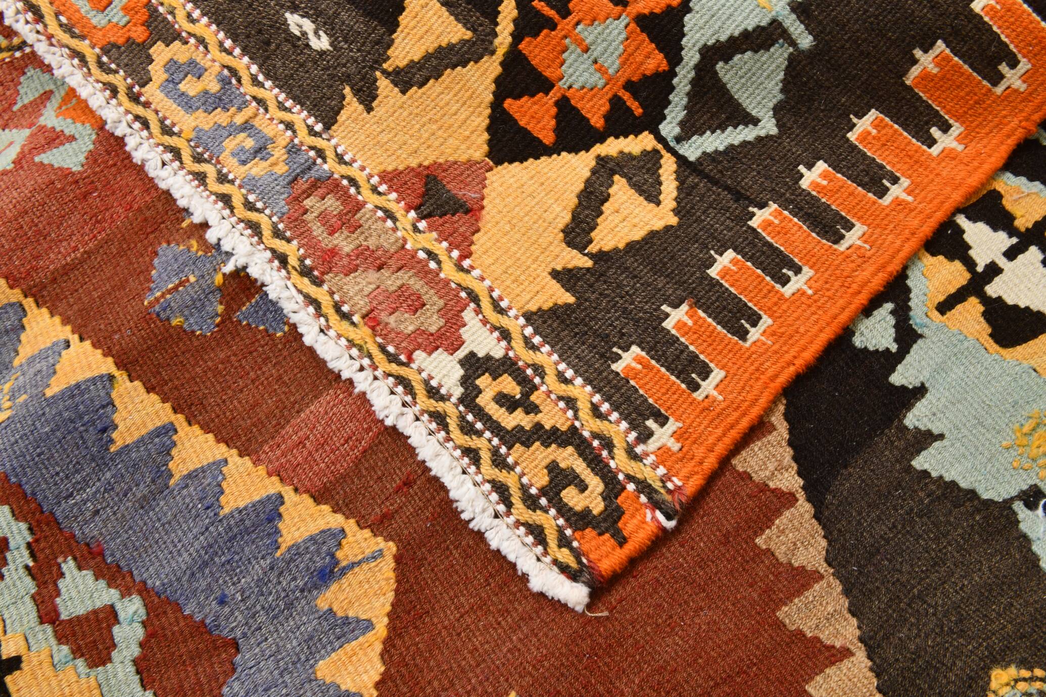Red & Green Wide Turkish Runner Rug, 163x169cm