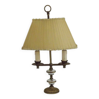 Lampe bouillotte en laiton et porcelaine, France