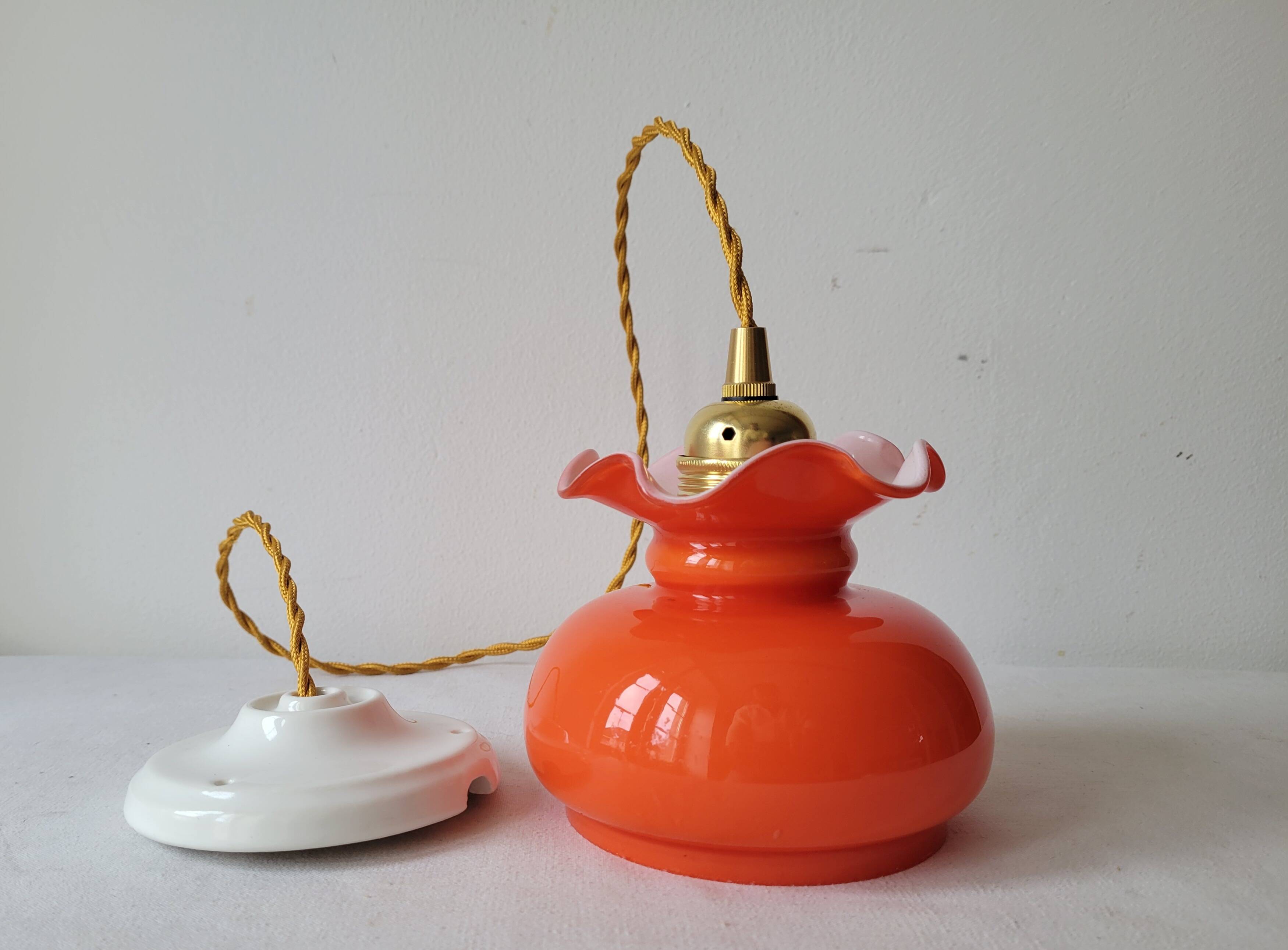 Suspension en opaline orange