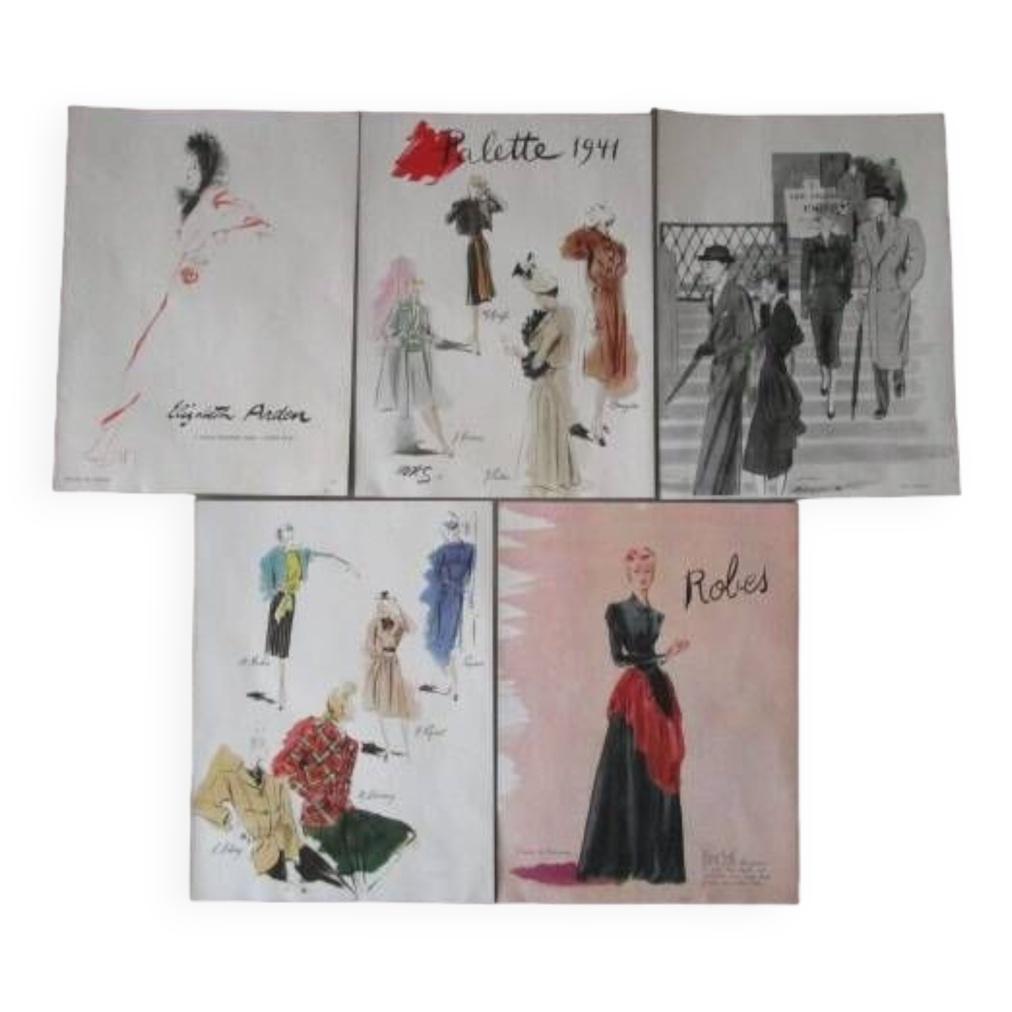Lot de 5 publicités de mode, années 40