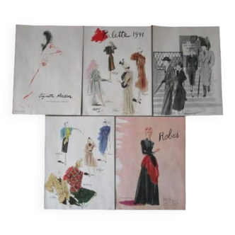 Lot of 5 1940s fashion advertisements