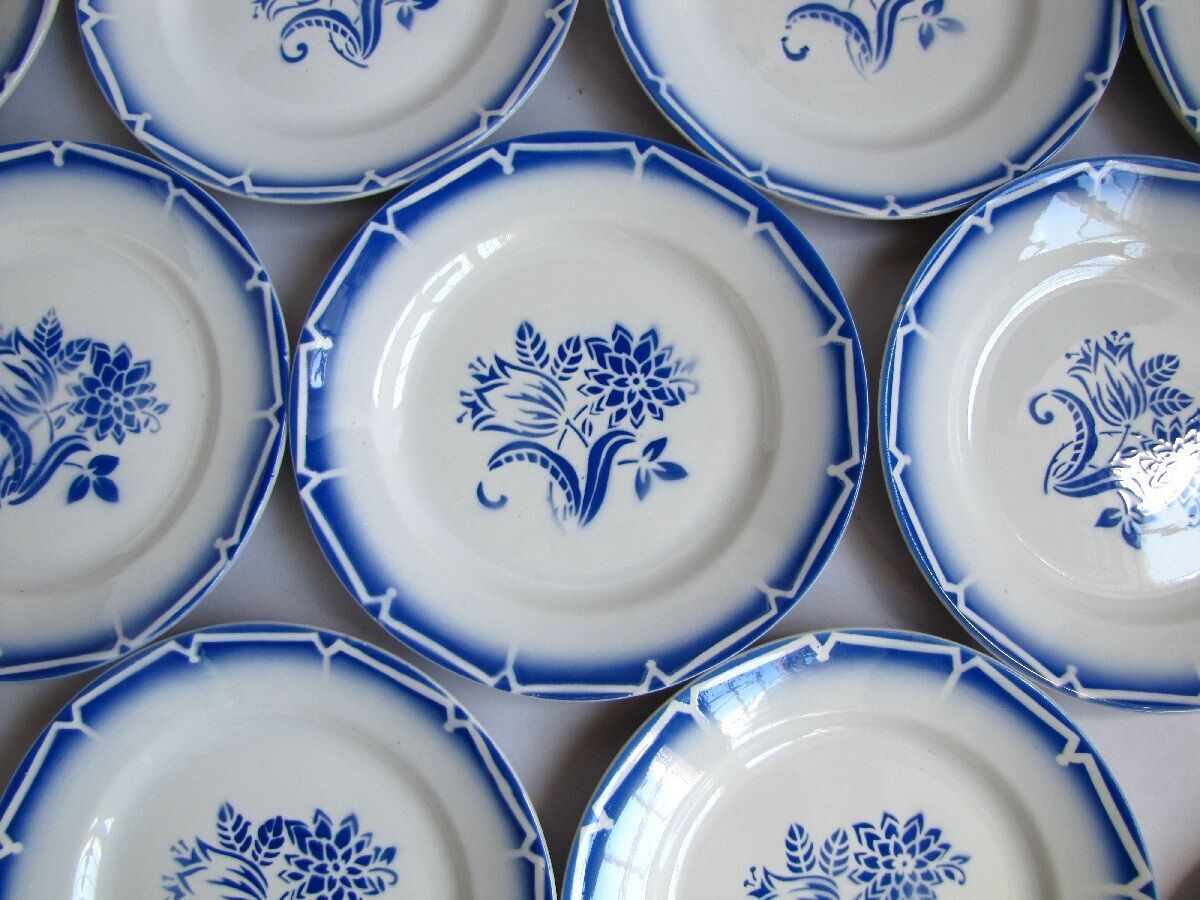 12 dessert plate decorated with earthenware in sarreguemines