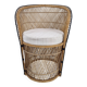 Boho Chic Rattan Barrel Chair with Custom Outdoor Cushion 1970's