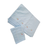 Old sky blue embroidered flat sheet