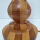 Lampe en bois tourné et incrustation de bois vintage