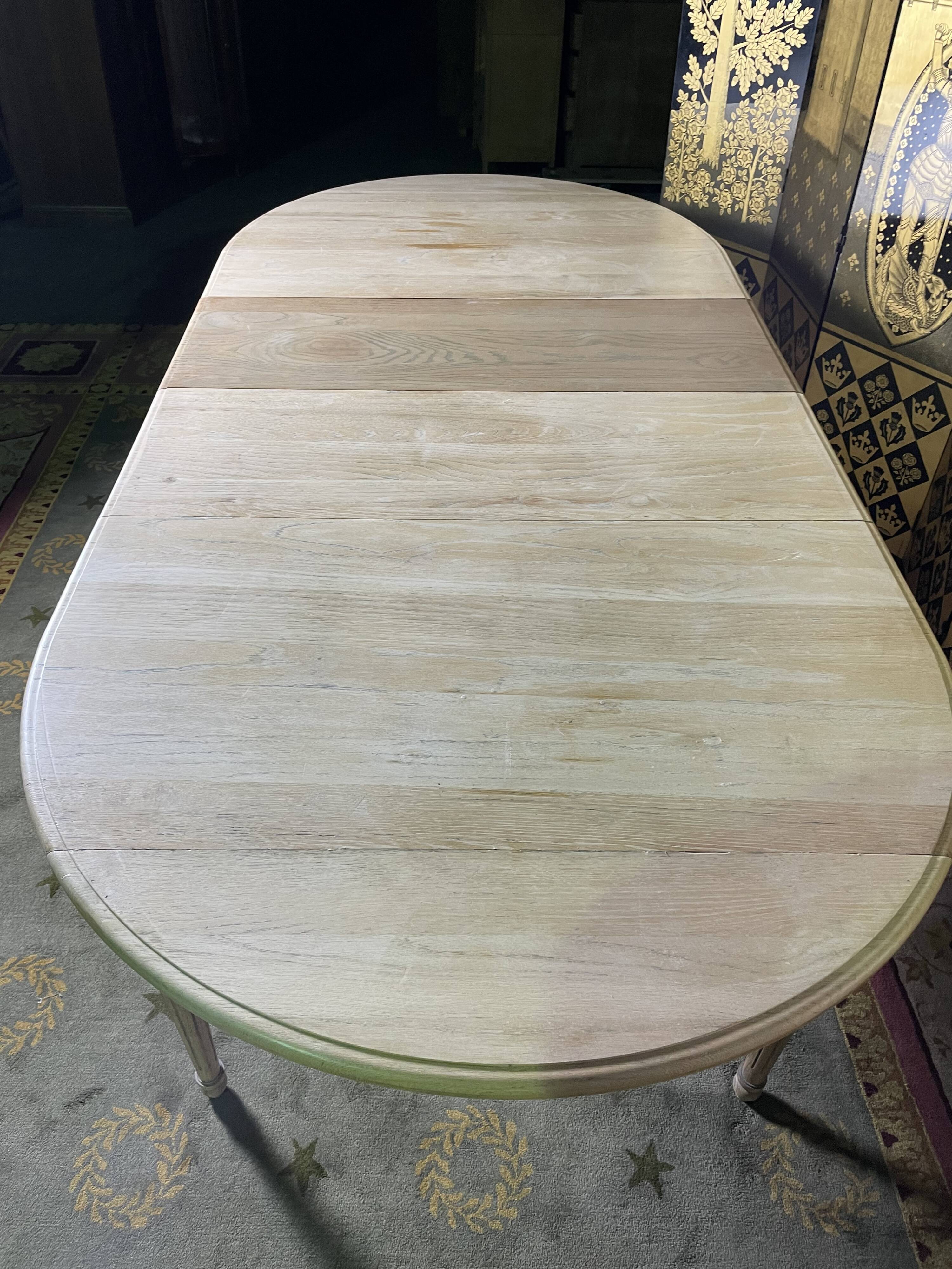 Louis XVI style dining table solid oak with 2 extensions
