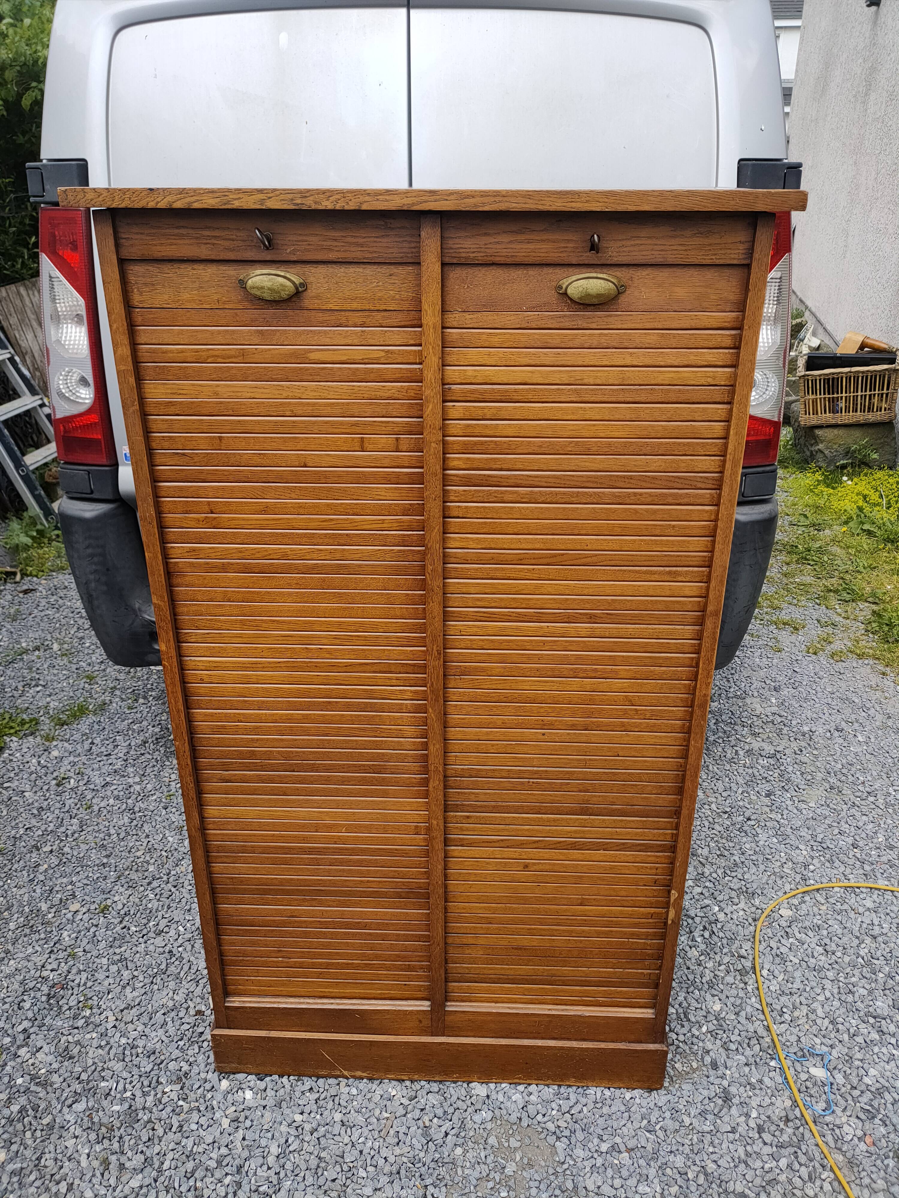 50s double curtain filing cabinet