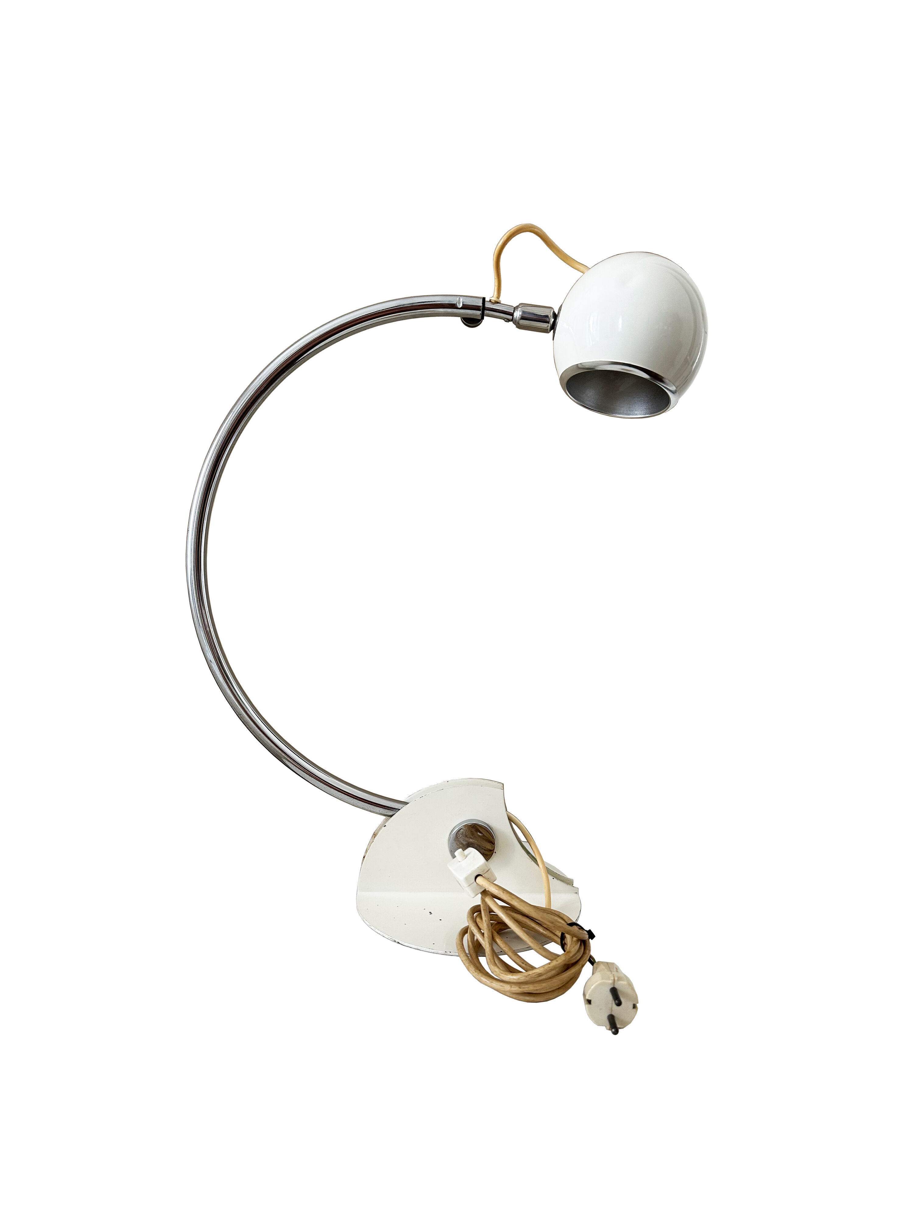 Lamp designed by luci cinisello - origin milan, italy - material: chromed metal painted white - height