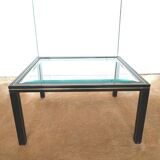 Coffee table beveled glass and black and gold metal