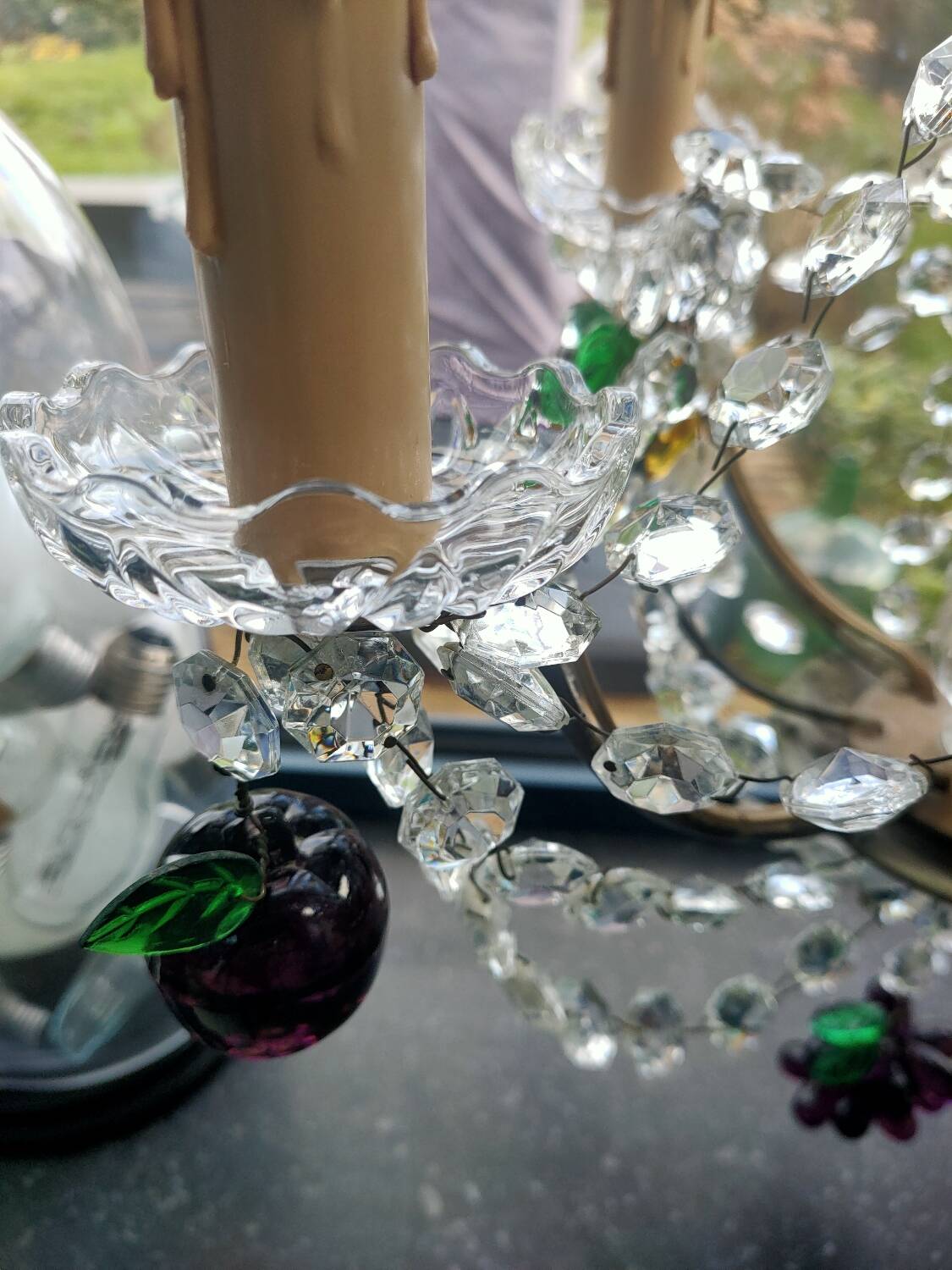 Golden bronze chandelier with fruit pendants