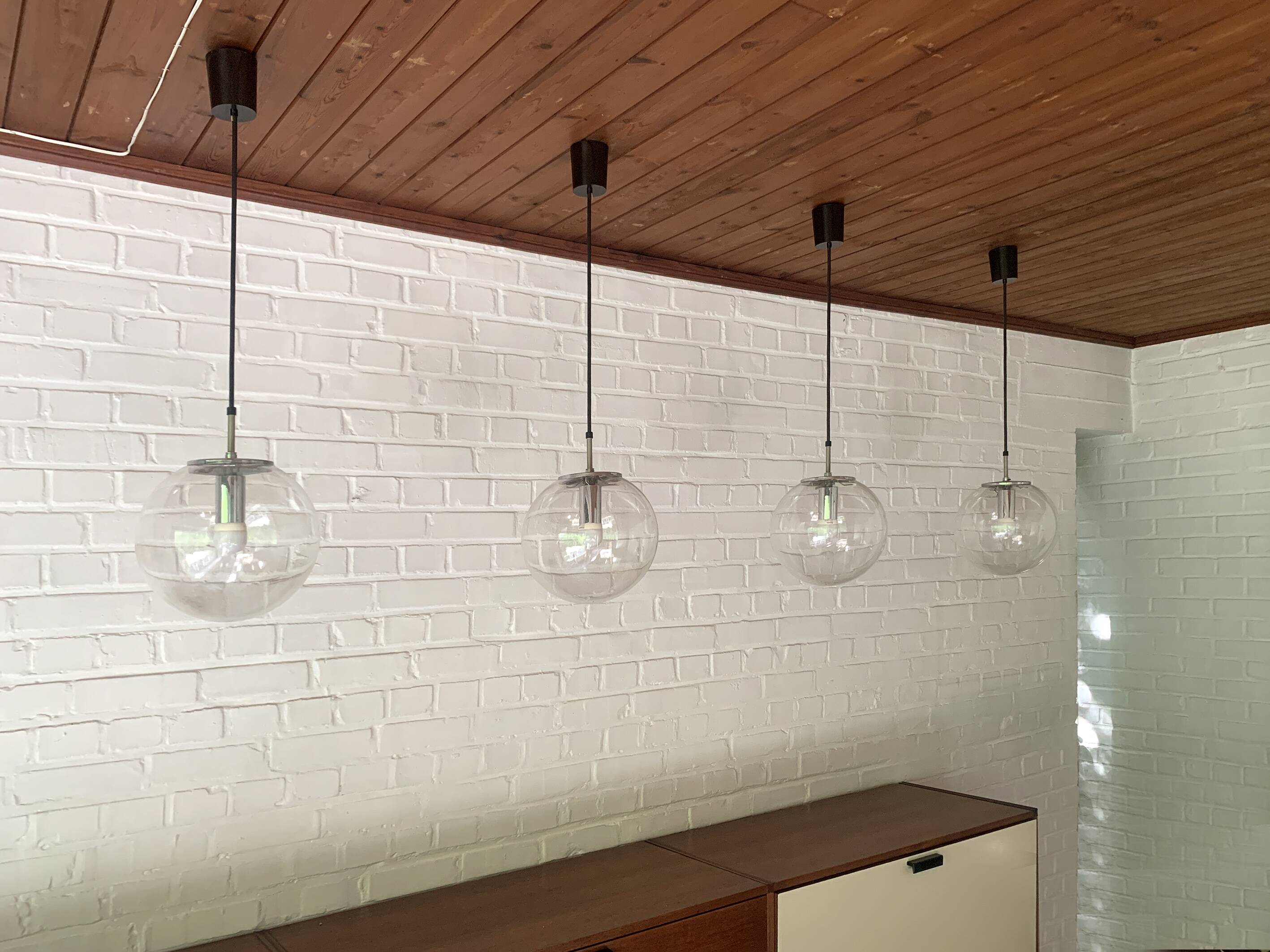 Pair of modernist pendant lights, Glashütte Limburg, Germany