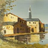 Original oil painting of a landscape, Italy 1960s, signed, framed.