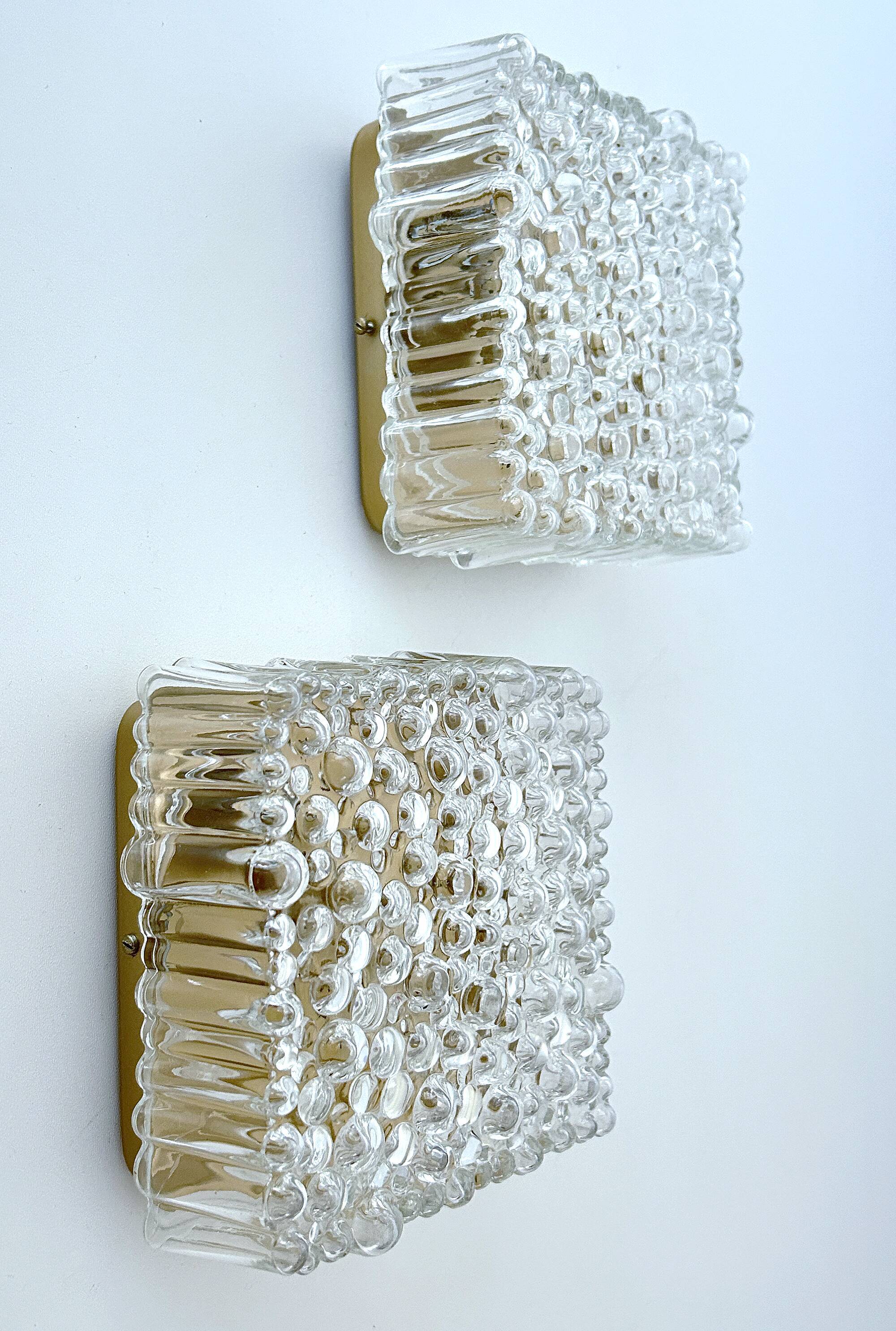 Pair vintage wall lights, bubble glass, 60s