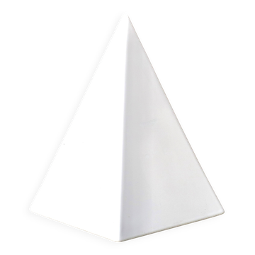 Minimalist white ceramic pyramid sculpture, 1970s.