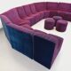 Vintage Snake modular sofa composed of 11 armchair modules and 3 velvet fabric poufs
