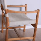 Fauteuil en toile et chêne de Ditte & Adrian Heath, années 1960