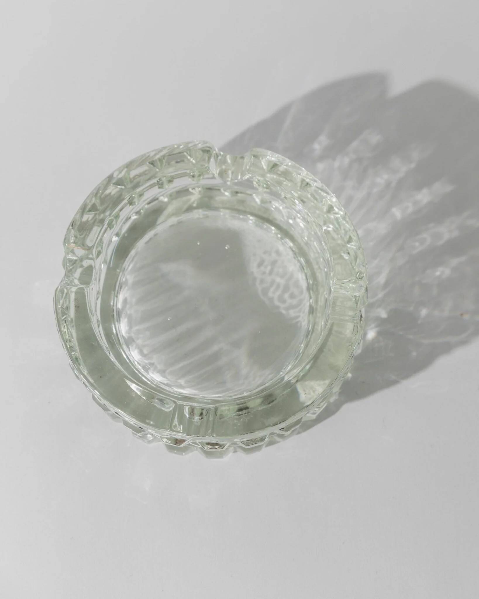 Vintage Murano Glass Ashtray, Pale Green Seafoam Clear Glass, 1950s Italian Mid-Century Glass Décor
