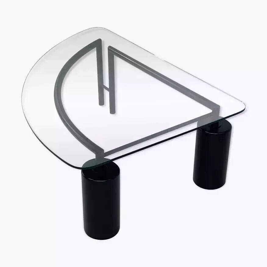 80s coffee table in metal and glass