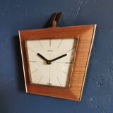 Vintage formica clock silent wall clock trapeze "Hermle gilded black wood"