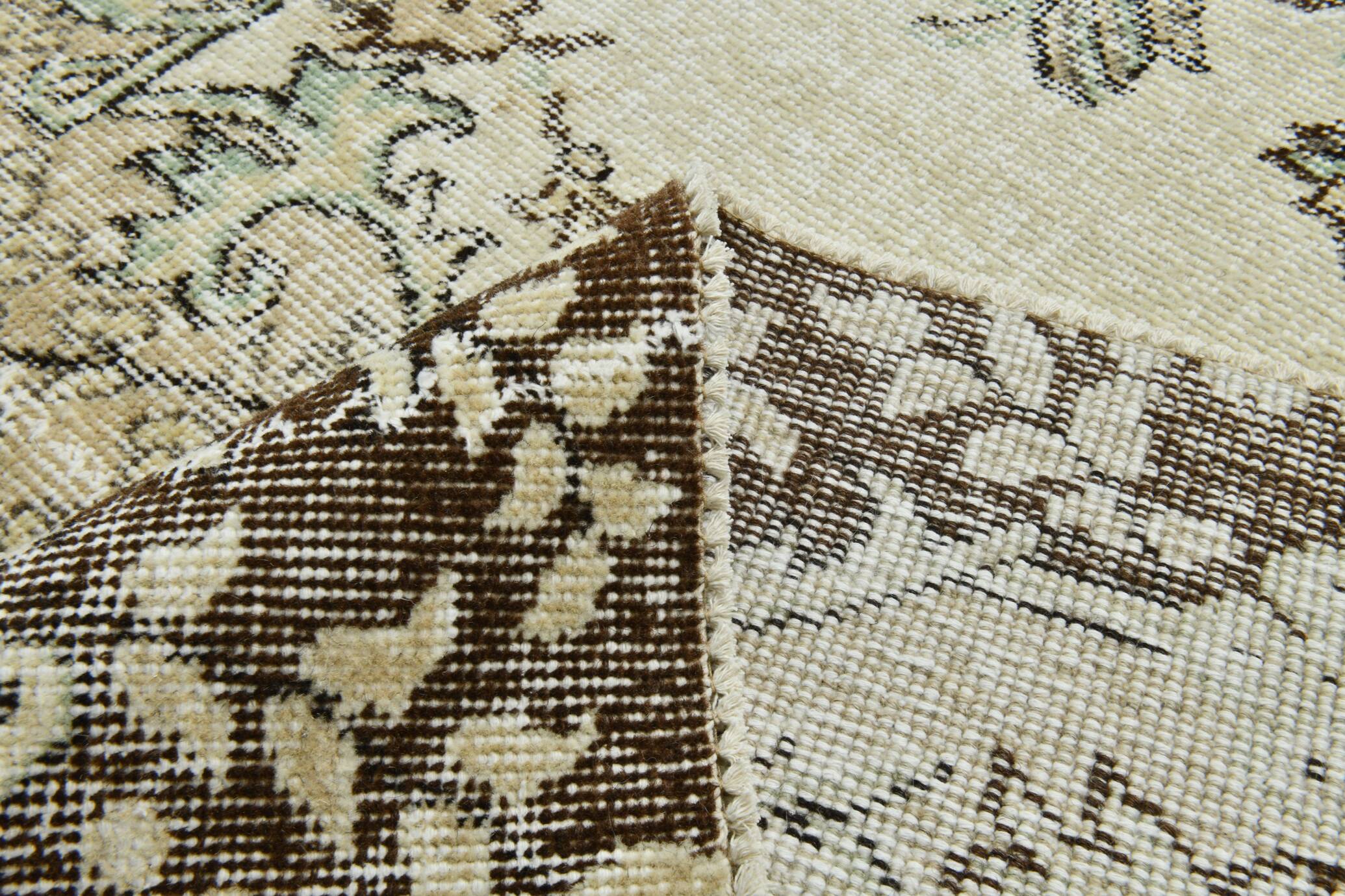 6x9 Light Green & Beige Turkish Vintage Rug, 173x267Cm