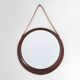 Round wall mirror with leather strap, 1960s