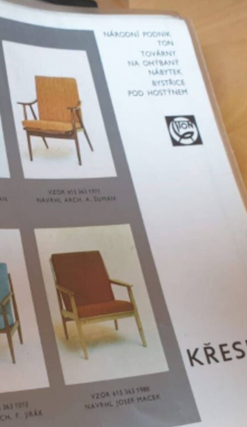 Pair of green velvet boomerang armchairs by Antonin Suman for Ton Bystrice "Thonet"