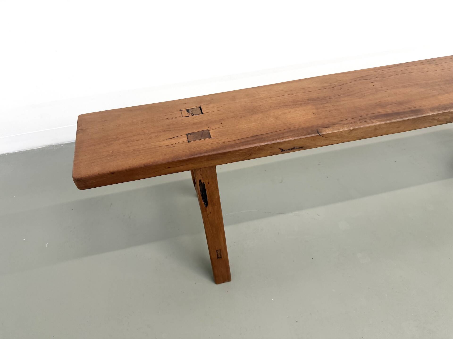 Restored solid walnut bench — 1950s