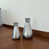 Vintage pair of chrome vases from the 1970s.