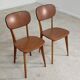 Pair of vintage French chairs in light brown skai