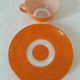Duralex orange cup and saucer – vintage 70s design