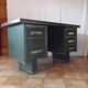 Desk strafor industrial metal covered skai green vintage 1950