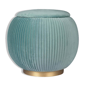 Pouf en velours sarcelle