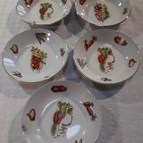 5 hollow plates Orchies Moulin des loups décor vegetables