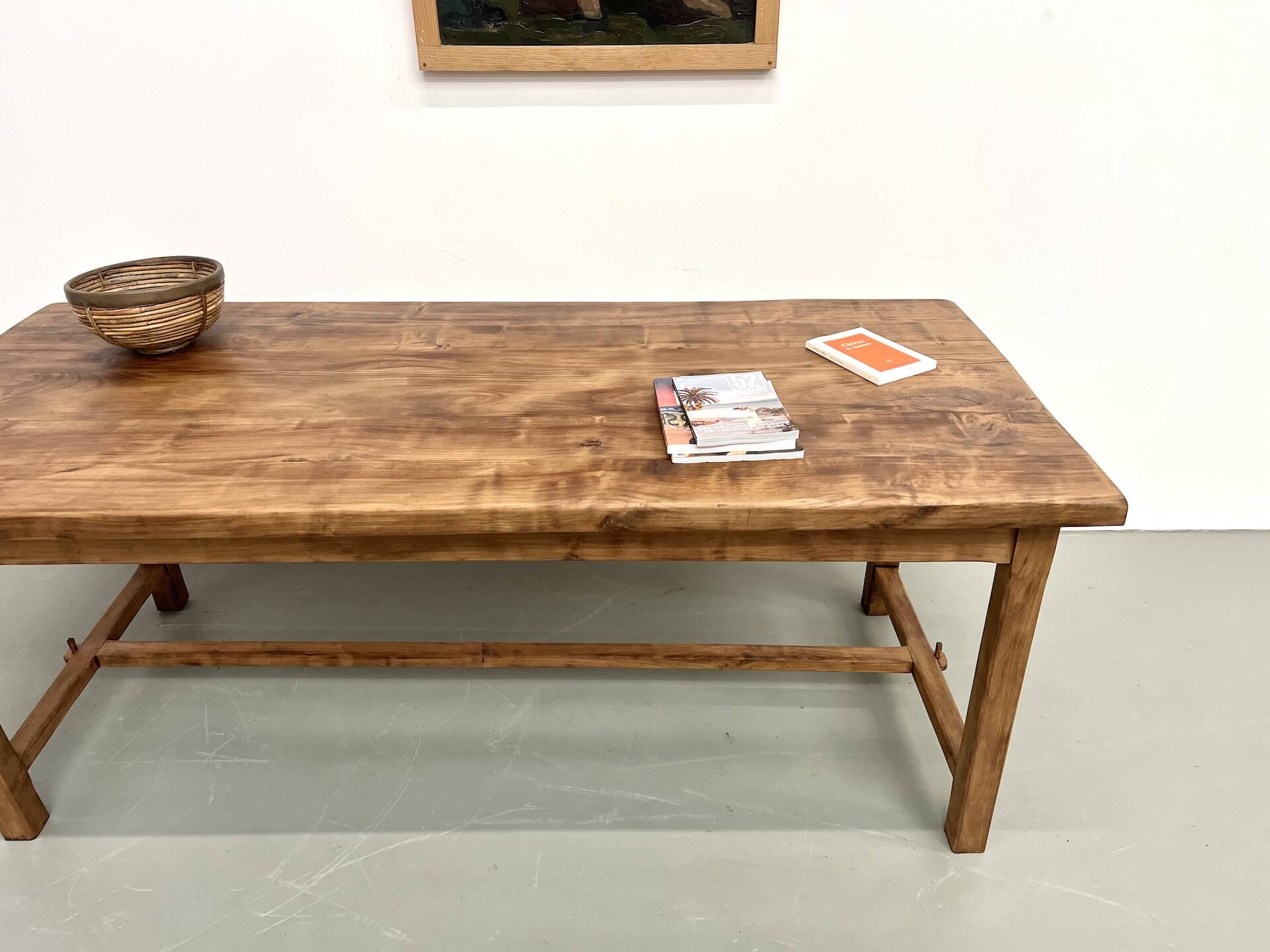Antique farmhouse table in solid cherry wood