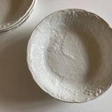 Set de 6 assiettes calotte en faïence anglaise Burleigh Davenport relief feuille de vigne et fraise